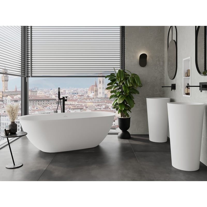 Mexen Siena wanna wolnostojąca z konglomeratu 170 x 80 cm, biała mat - 57291708000
