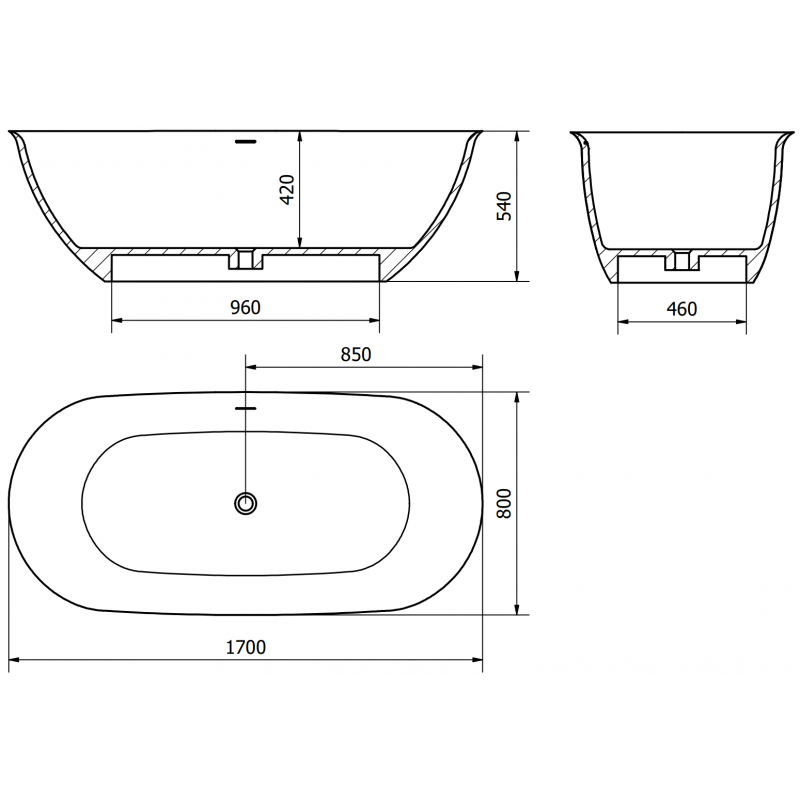 Mexen Siena bañera exenta de conglomerado 170 x 80 cm, blanco mate - 57291708000
