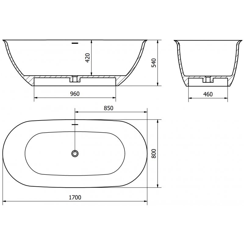 Mexen Siena freestanding bath made of conglomerate 170 x 80 cm, white matt - 57291708000