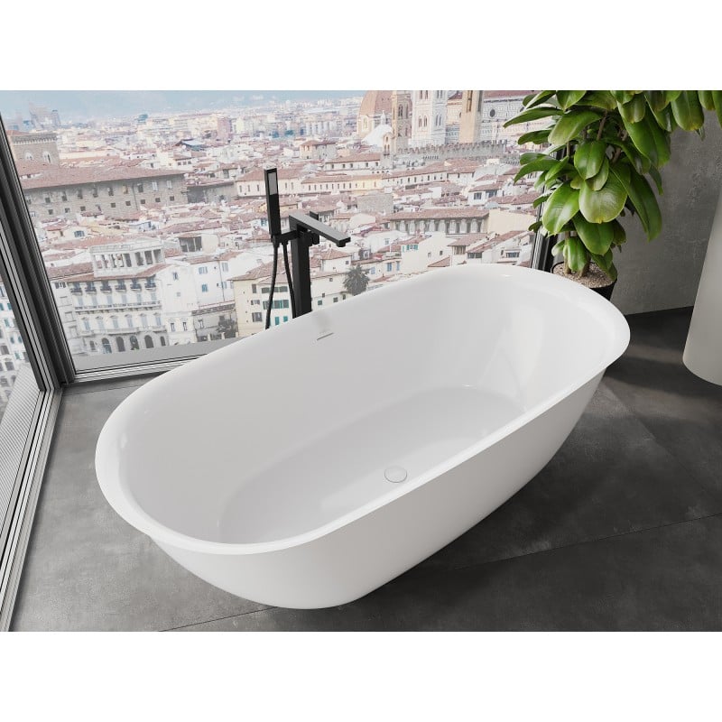 Mexen Siena bañera exenta de conglomerado 170 x 80 cm, blanco brillo - 57291708010