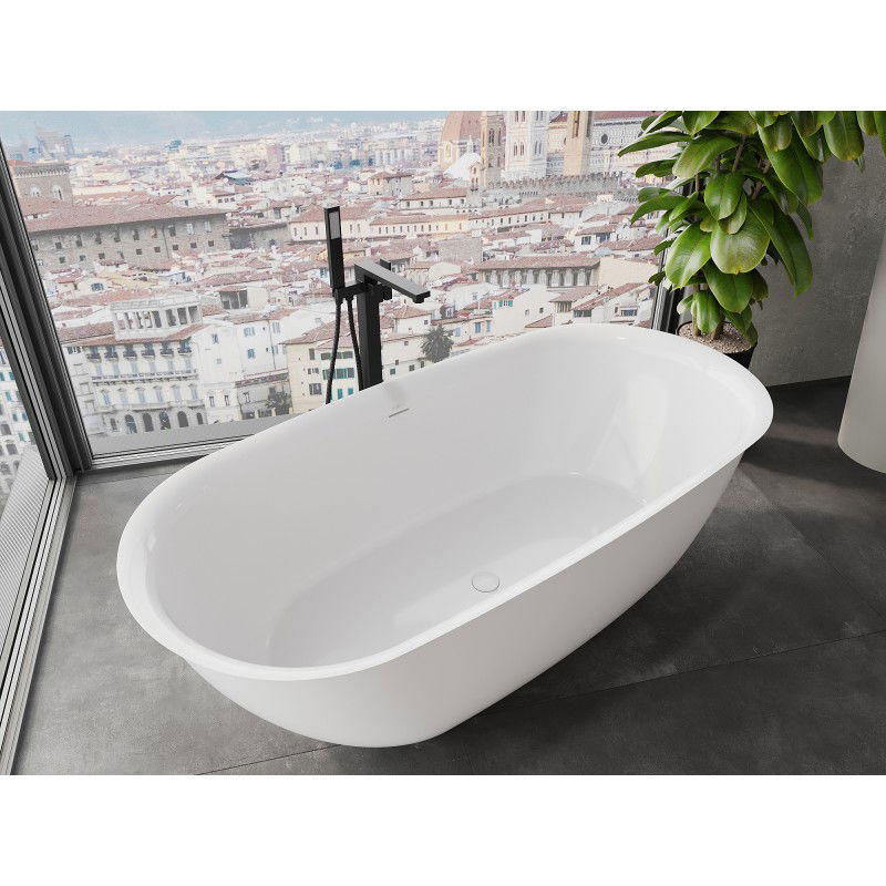 Mexen Siena freistehende Badewanne aus Konglomerat 170 x 80 cm, weiß glänzend - 57291708010