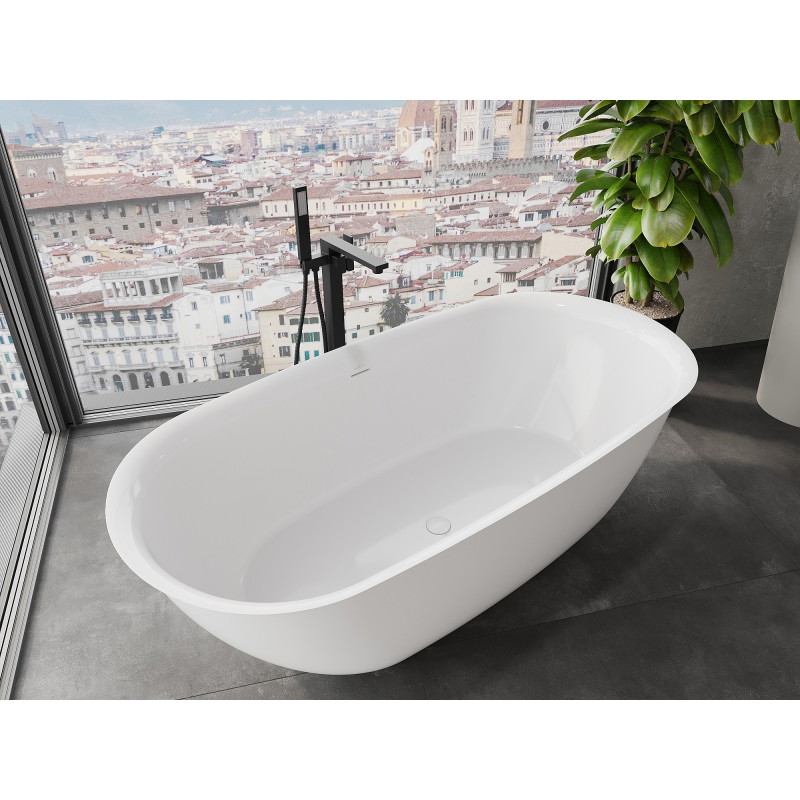 Mexen Siena wanna wolnostojąca z konglomeratu 170 x 80 cm, biała połysk - 57291708010