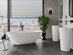 Mexen Siena freistehende Badewanne aus Konglomerat 170 x 80 cm, weiß glänzend - 57291708010