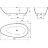 Mexen Milano freistehende Badewanne aus Konglomerat 150 x 82 cm, weiß glänzend - 57301508510