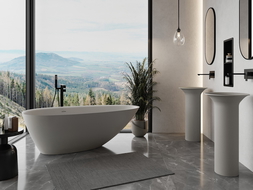 Mexen Milano freestanding bath made of conglomerate 150 x 82 cm, matte concrete - 57301508561