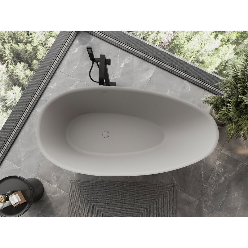 Mexen Milano vasca da bagno freestanding in conglomerato 150 x 82 cm, cemento opaco - 57301508561