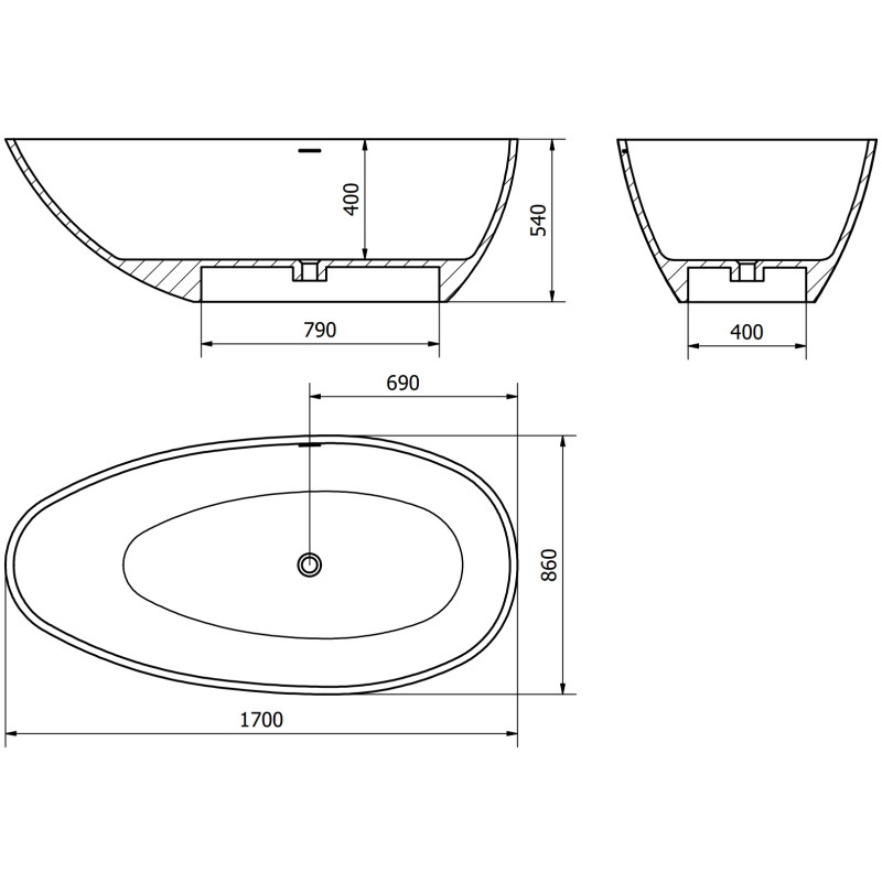 Mexen Milano eraldiseisev tahktaar kahhel 170 x 86 cm, valge matt - 57301708500