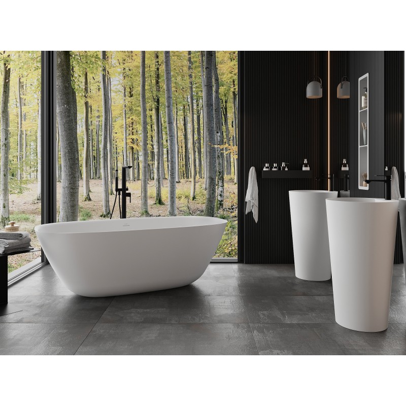Mexen Como wanna wolnostojąca z konglomeratu 150 x 82 cm, biała mat - 57311508200