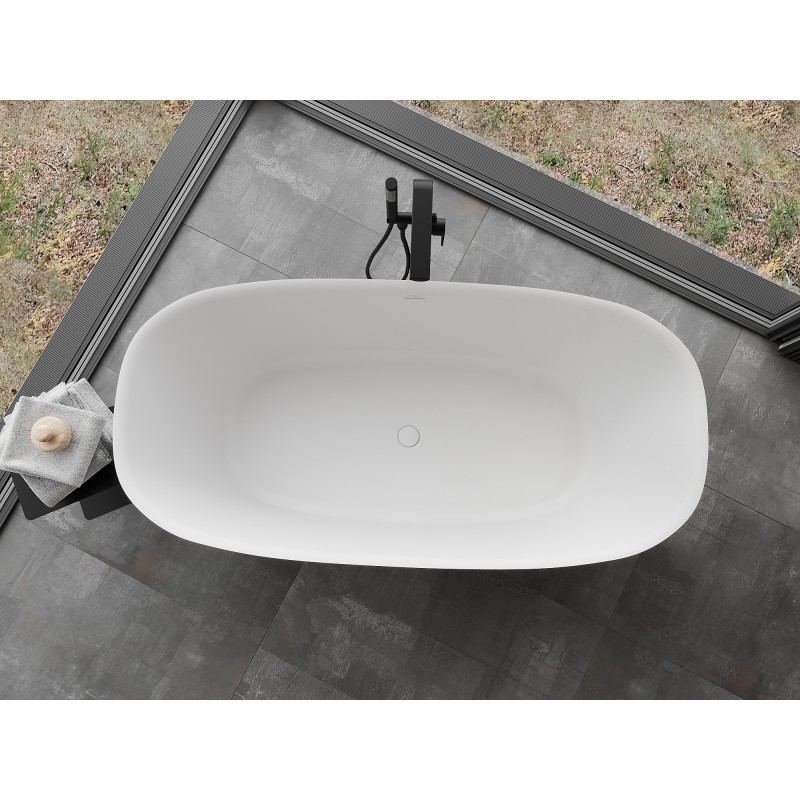 Mexen Como wanna wolnostojąca z konglomeratu 150 x 82 cm, biała mat - 57311508200