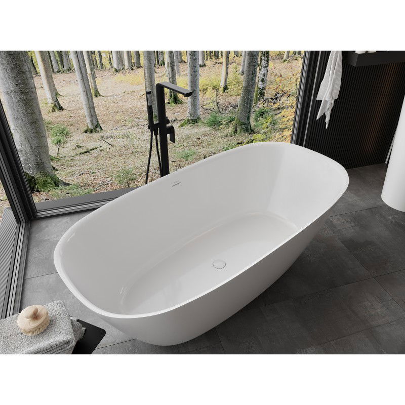Mexen Como freestanding bath made of conglomerate 150 x 82 cm, white gloss - 57311508210