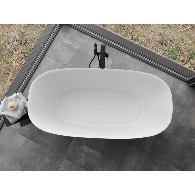Mexen Como wanna wolnostojąca z konglomeratu 150 x 82 cm, biała połysk - 57311508210