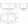 Mexen Como freistehende Badewanne aus Konglomerat 150 x 82 cm, Beton matt - 57311508261