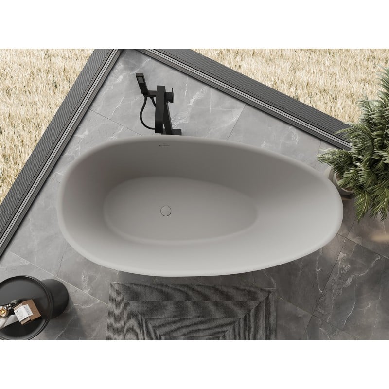 Mexen Milano vasca da bagno freestanding in conglomerato 150 x 82 cm, cemento opaco - 57301508561