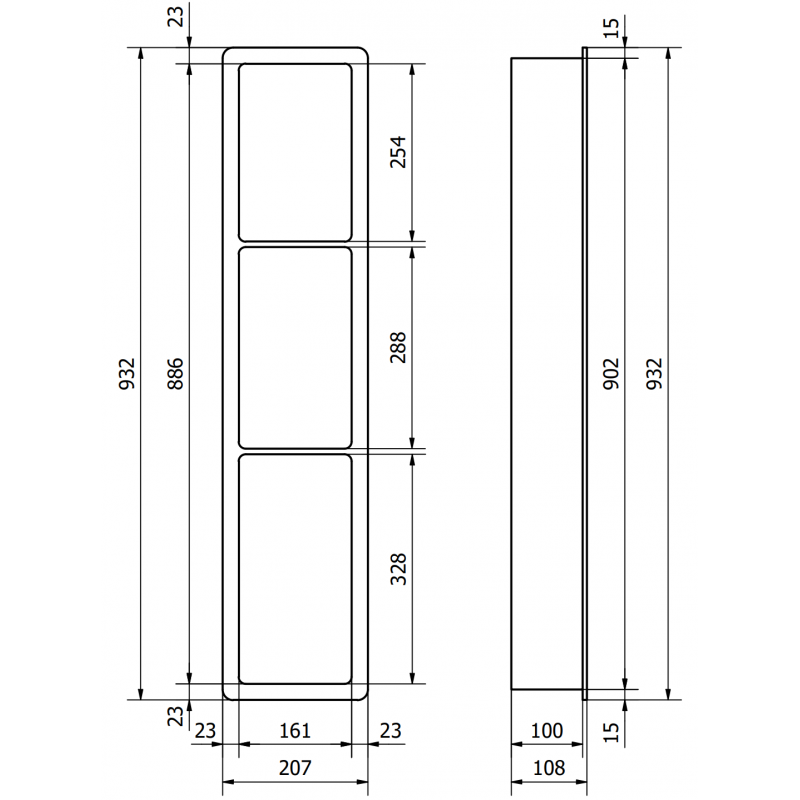 Mexen X-Wall-K mensola ad incasso in conglomerato 93,2 x 20,7 cm, bianca - 1900932010