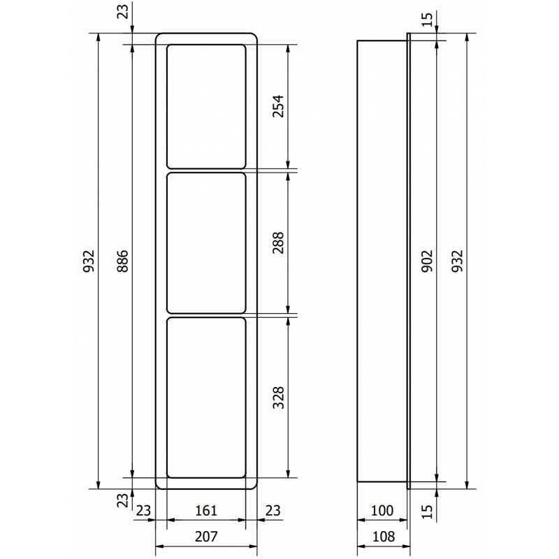 Mexen X-Wall-K Nischeregal aus Konglomerat 93,2 x 20,7 cm, wäiss - 1900932010