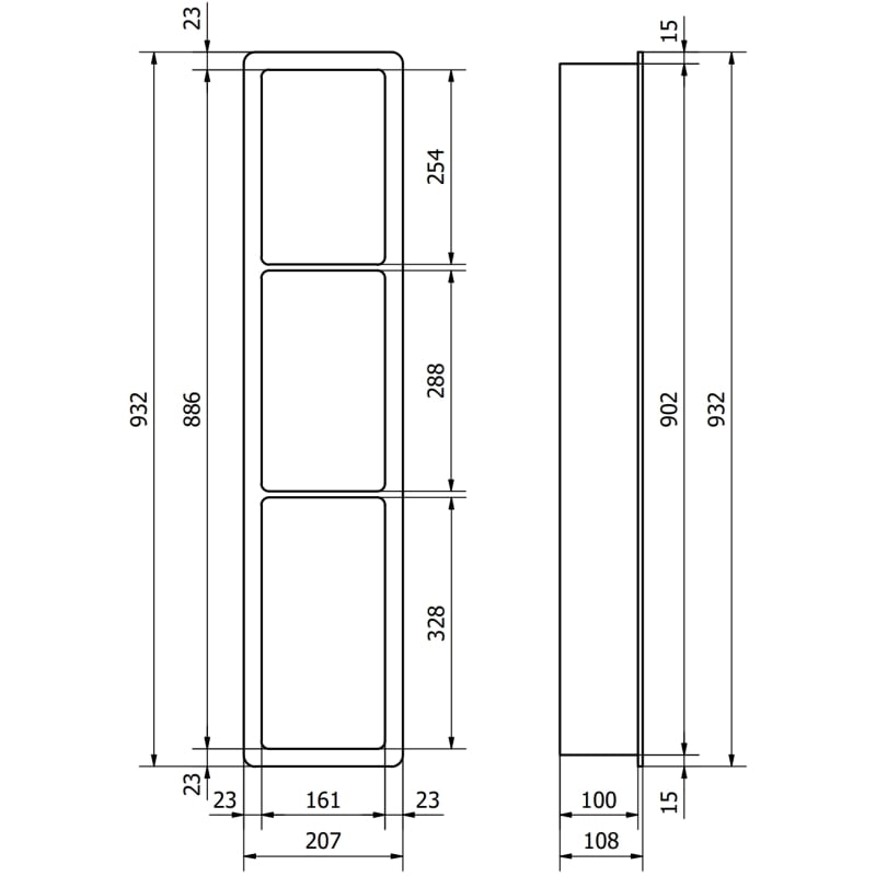 Mexen X-Wall-K süvendipool konglomeraadist 93,2 x 20,7 cm, valge - 1900932010
