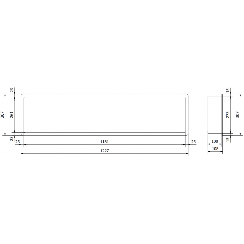 Mexen X-Wall-K półka wnękowa z konglomeratu 122,7 x 30,7 cm, biała - 1900123010