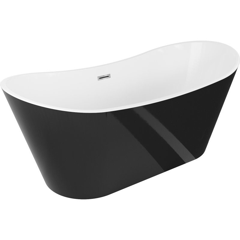 Mexen Montana freestanding bathtub 150 x 75 cm, white/black, chrome overflow - 52011507575-01