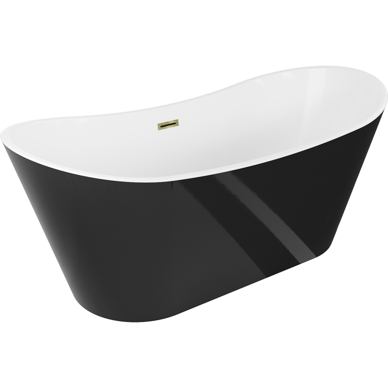 Mexen Montana freestanding bathtub 59 x 29.5 inches, white/black, gold overflow - 52011507575-50
