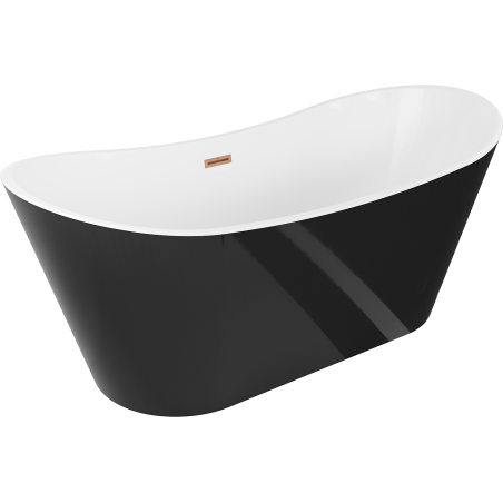 Mexen Montana freestanding bathtub 59 x 29.5 in, white/black, brushed copper overflow - 52011507575-65