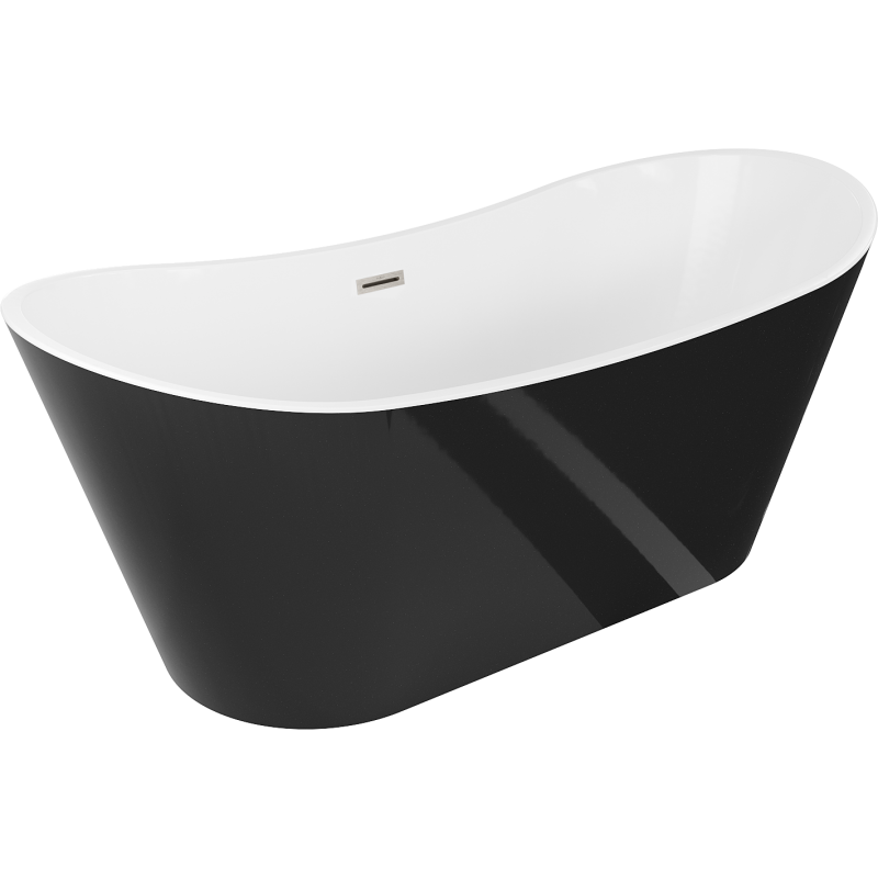 Mexen Montana freestanding bathtub 150 x 75 cm, white/black, brushed nickel overflow - 52011507575-97