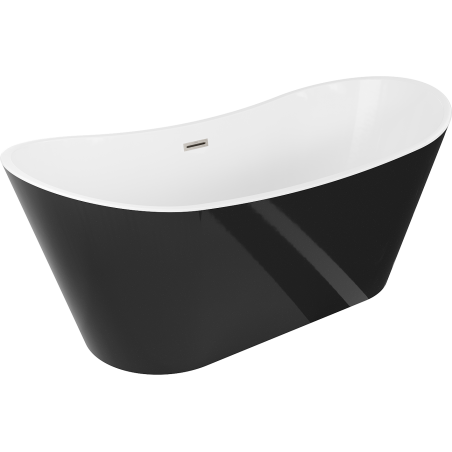 Mexen Montana freestanding bathtub 150 x 75 cm, white/black, brushed nickel overflow - 52011507575-97