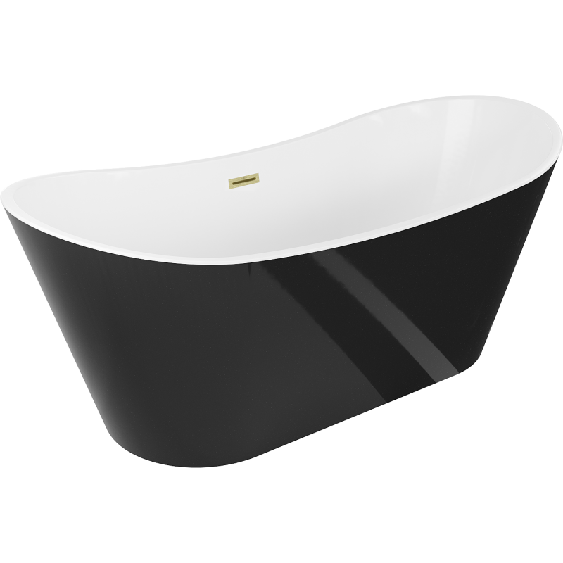 Mexen Montana freestanding bathtub 170 x 80 cm, white/black, brushed gold overflow - 52011708075-55