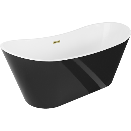 Mexen Montana freestanding bathtub 170 x 80 cm, white/black, brushed gold overflow - 52011708075-55