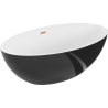 Mexen Nike Badewanne freistehend 175 x 100 cm, weiß/schwarz, gebürsteter Messingüberlauf - 54071751075-65