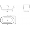 Mexen Flavia vrijstaande badkuip 150 x 75 cm, wit/zwart, overloop roségoud - 54031507575-60