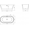 Baignoire Mexen Flavia indépendante 150 x 75 cm, blanche/noire, évacuation en or brossé - 54031507575-55