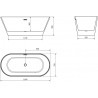 Baignoire Mexen Flavia autoportante 160 x 75 cm, blanche, bonde en laiton brossé - 54031608000-65