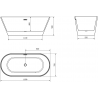 Mexen Flavia vrijstaande badkuip 160 x 75 cm, wit/zwart, chroom overloop - 54031608075-01