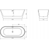 Baignoire Mexen Flavia autoportante 170 x 75 cm, blanche, vidange en cuivre brossé - 54031708000-65