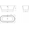 Mexen Flavia freestanding bathtub 67 x 29.5 inches, white, black overflow - 54031708000-70