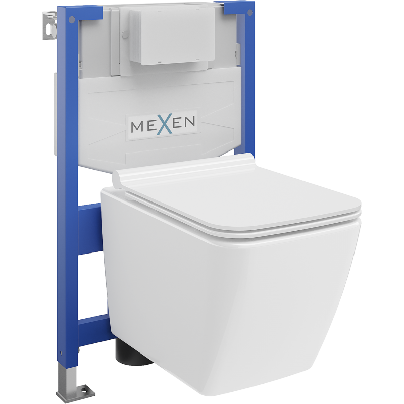 Mexen conjunto empotrado WC bastidor Fenix XS-F con taza WC Vega y asiento de cierre suave, blanco brillo - 68030654000
