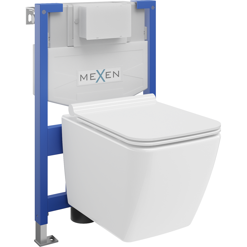 Mexen Vega conjunto empotrado WC bastidor Fenix XS-F con taza WC y tapa de cierre suave, blanco brillante - 68030654000