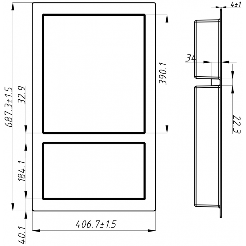 Mexen X-Wall-S nicchia SMC con flangia 68,6 x 40,7 cm, bianca - 1901694109