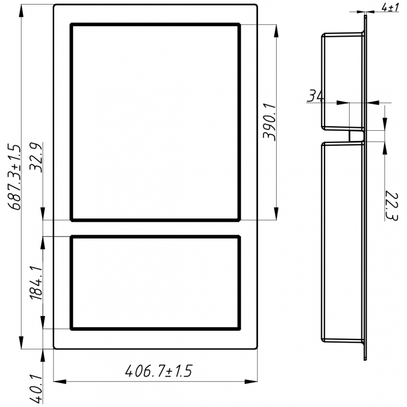 Mexen X-Wall-S nisplank SMC met flens 68,6 x 40,7 cm, wit - 1901694109