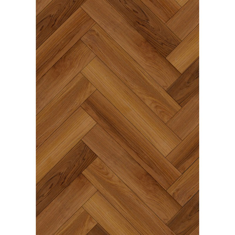 Mexen Lubbock vinyltegels visgraat 635 x 127 mm SPC 6,5 mm, onderlaag IPEX 1,5 mm, 4 V-groef, Teak- F1186-0635-127-505-4V1-08