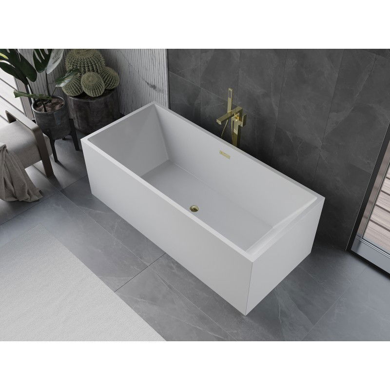 Mexen Vigo freistehende Badewanne 178,5 x 80 cm, weiß, Überlauf gold - 51251788000-50