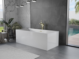 Mexen Vigo freistehende Badewanne 178,5 x 80 cm, weiß, Überlauf gold - 51251788000-50