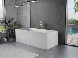 Baignoire Mexen Vigo indépendante 178,5 x 80 cm, blanche, trop-plein en or brossé - 51251788000-55
