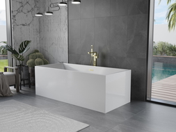 Mexen Vigo freistehende Badewanne 178,5 x 80 cm, weiß, Ablauf in gebürstetem Gold - 51251788000-55