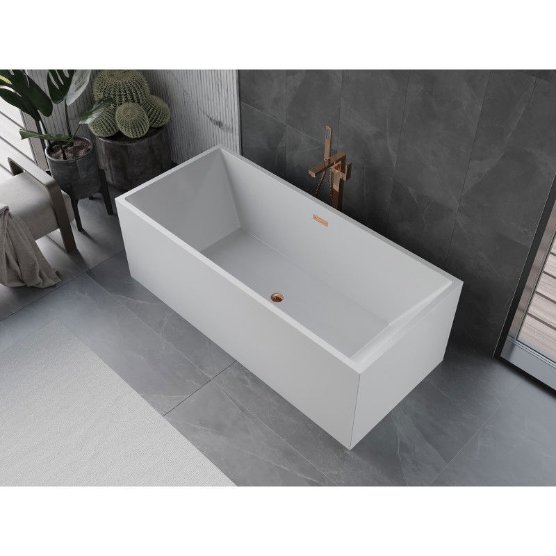 Mexen Vigo bañera exenta 178,5 x 80 cm, blanca, rebosadero oro rosado - 51251788000-60