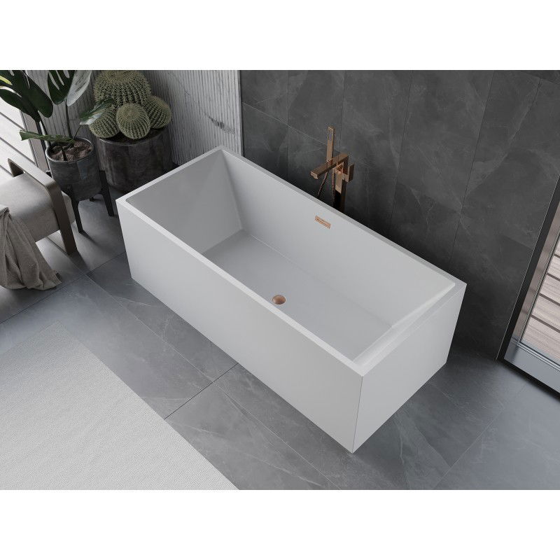 Mexen Vigo bañera exenta 178,5 x 80 cm, blanca, rebosadero cobre cepillado - 51251788000-65