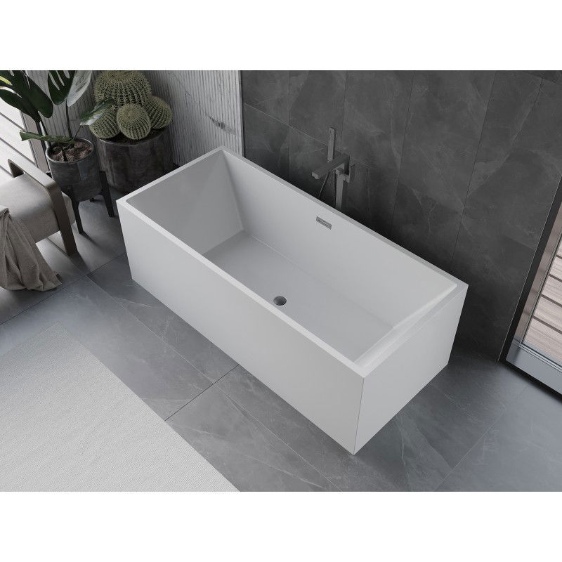 Mexen Vigo freistehende Badewanne 178,5 x 80 cm, weiß, Überlauf Gun Metal - 51251788000-95