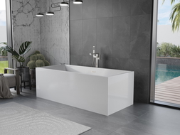 Baignoire Mexen Vigo autonome 178,5 x 80 cm, blanche, débordement en nickel brossé - 51251788000-97