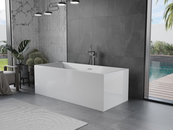 Baignoire Mexen Vigo autoportante 178,5 x 80 cm, blanche, débordement gun gray brossé - 51251788000-66