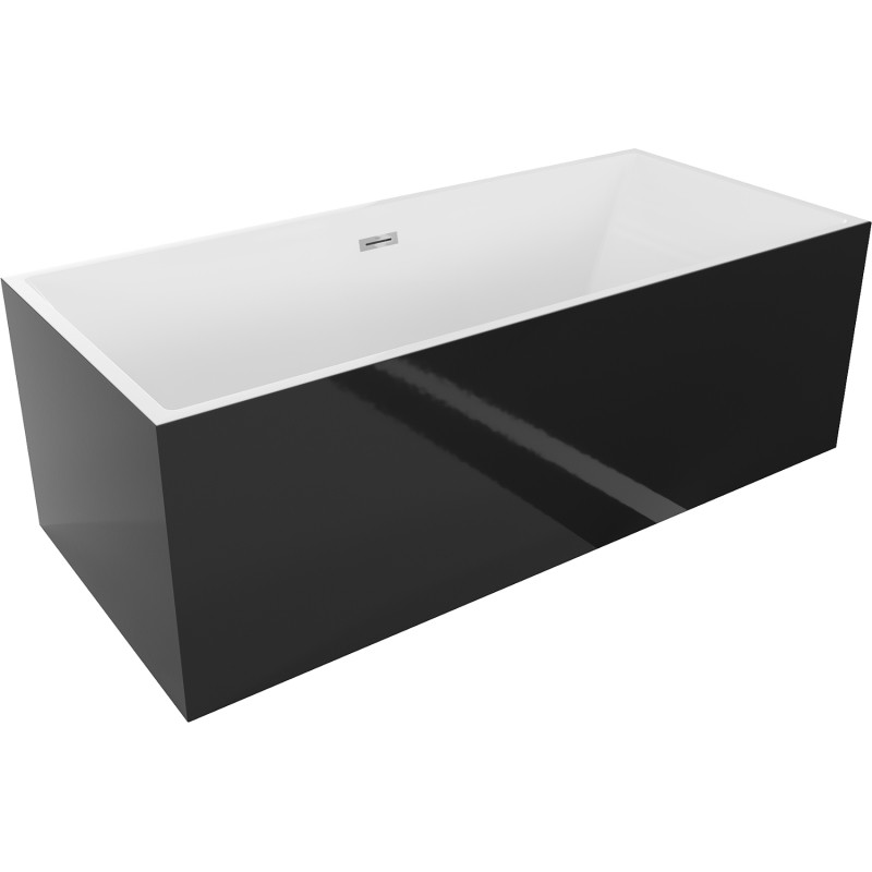 Mexen Vigo eraldiseisev vann 178,5 x 80 cm, valge/must, kroomitud ülevool - 51251788075-01